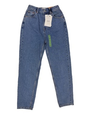 Pull & Bear Damen Mom Jeans Gr. 34 blau High Waist Ankle Jeans Five Pocket