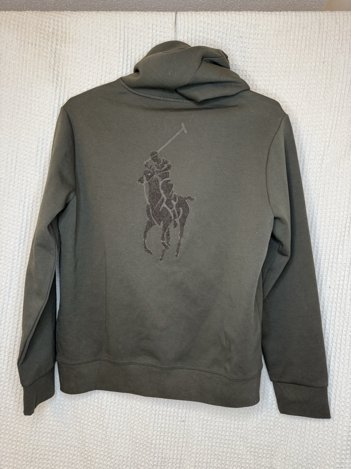 Polo Ralph Lauren Uomo Logo Big Pony Doppia Maglia Felpa con Cappuccio Tg Large Oliva Nuova con etichette