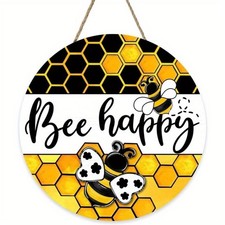 Bumble Bee Honeycomb Bee Happy Tin Metal Signs Home D cor 8x8