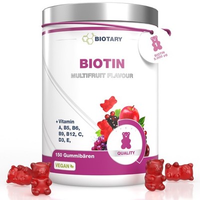 Biotin 150 Gummibären 5.000 μg 5 Monatsvorrat Vitamin A, B5, B6, B9, B12, C, D3,