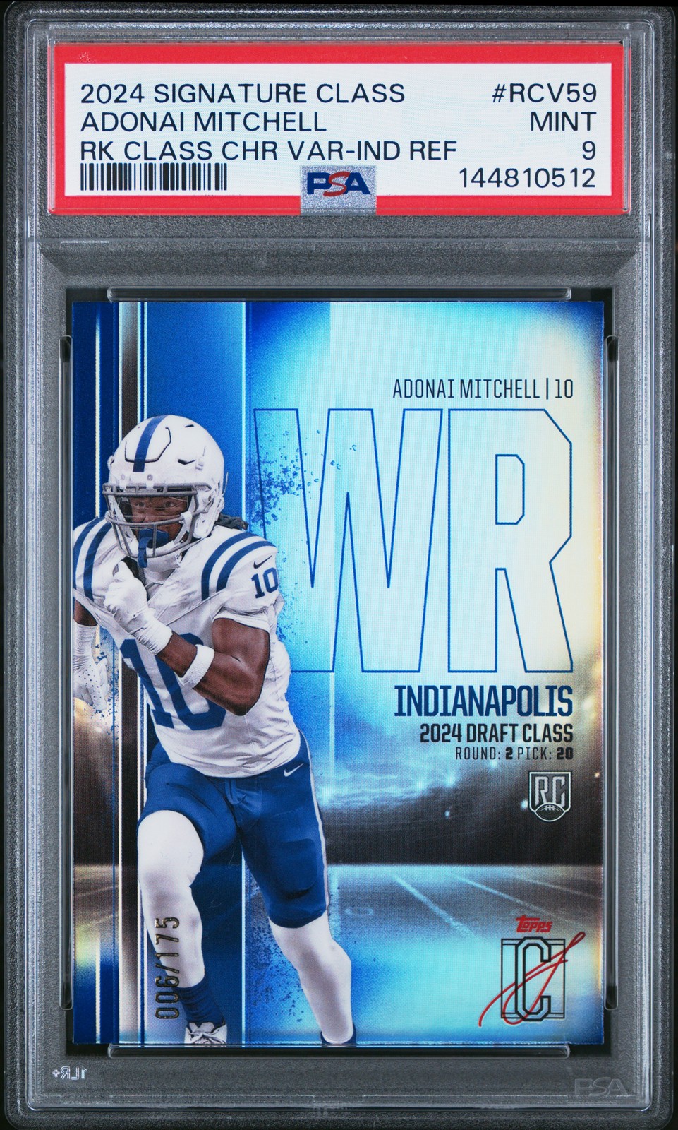Adonai Mitchell Topps Signature Class Rookie Class Base Chrome Variation #RCV59 Indigo Refractor