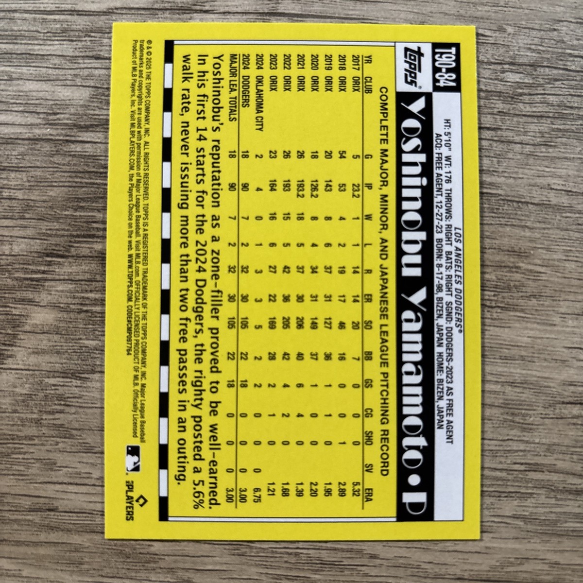 Yoshinobu Yamamoto - 1990 PINK Parallel - 2025 Topps Series 1 #T90
