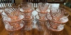Vintage Arcoroc France Glassware Set of 8 Rosaline Pink Swirl Tea Cups & Saucers