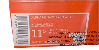 Nike Alpha Menace Pro 3 Wide Football Cleats Men's Size 11.5 Wide