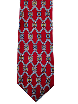 VINTAGE Paolo Gucci Tie Men Red Wide Chains 100% Silk Made In Italy GUC SEE PICS