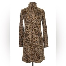 Zara Animal Print Knit Turtleneck Dress