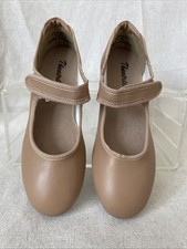 Theatricals Girls Size 11.5 M Tap Shoes Tan Hook And Loop Closure NWOT