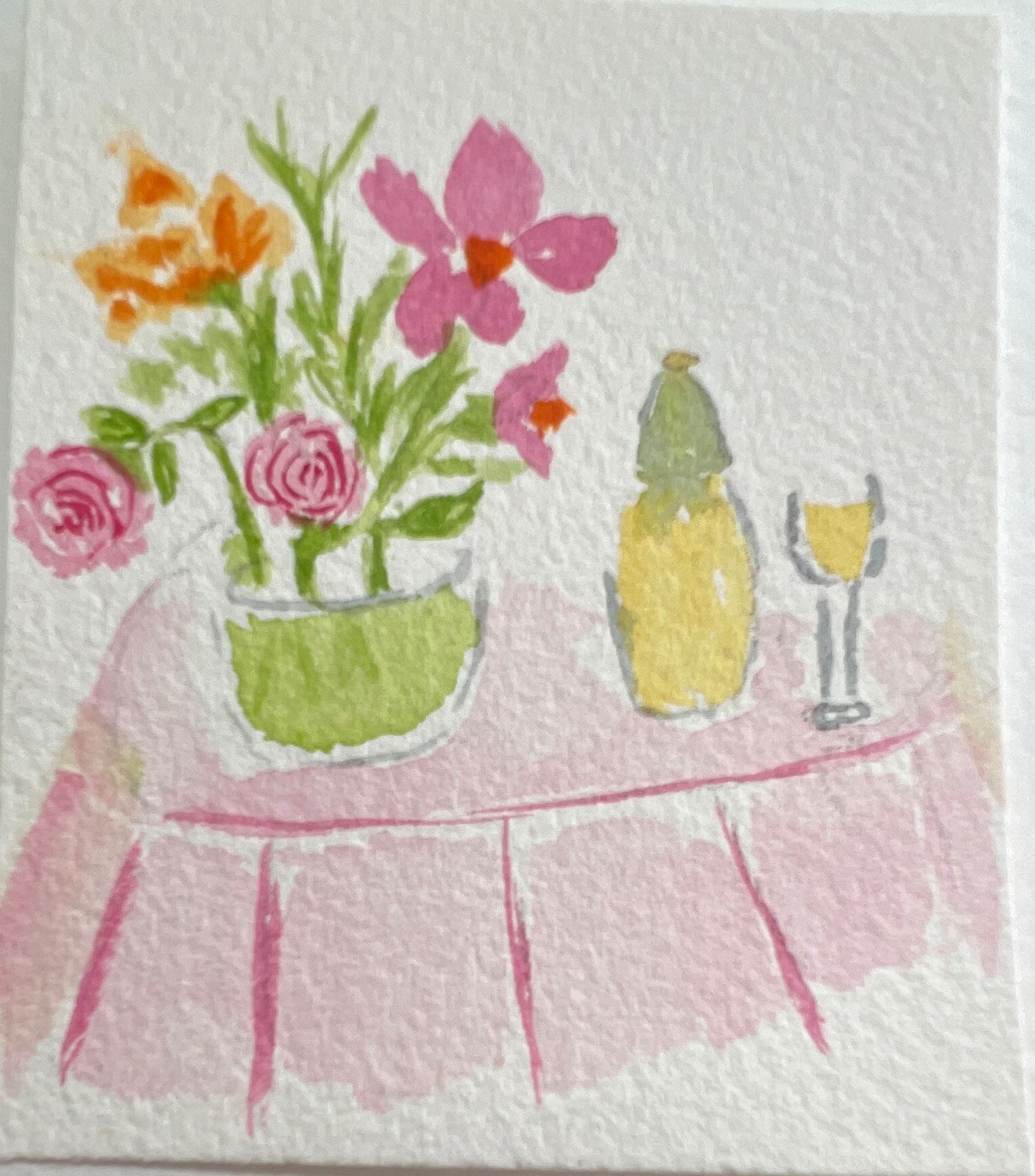 ACEO Original Watercolor Small Floral Still Life Painting on Paper Illustration