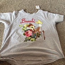 Disney Gray Bambi Tee with Floral Design new 0X