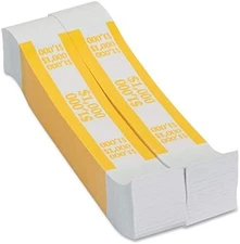 Currency Straps, Yellow, 1,000 in $10 Bills, 1000 Bands/Pack