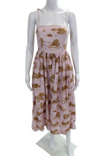 Zimmermann Womens Maxi Sundress Pink Square Neck Tie Sleeveless Size S