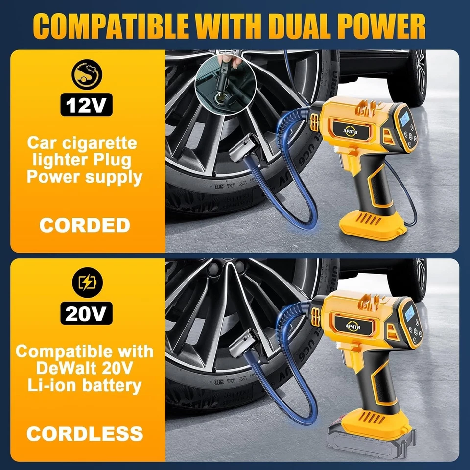 Cordless Tire Inflator Air Compressor for Dewalt 20V Max Battery,150Psi Portable - Image 2 of 4