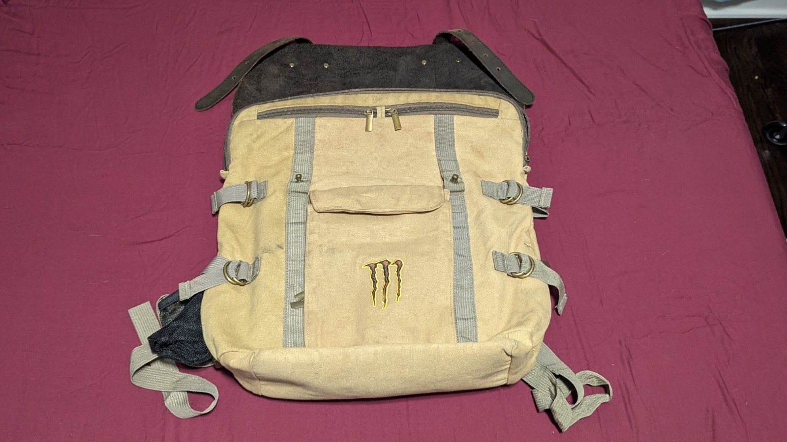 Monster Energy Java Backpack Brown/tan leather Bag - image 2