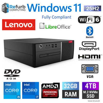 Lenovo Windows 11 Desktop PC CORE 8TH 9TH GEN i5 i7 32GB 4TB SSD WLAN AMD R7 GPU