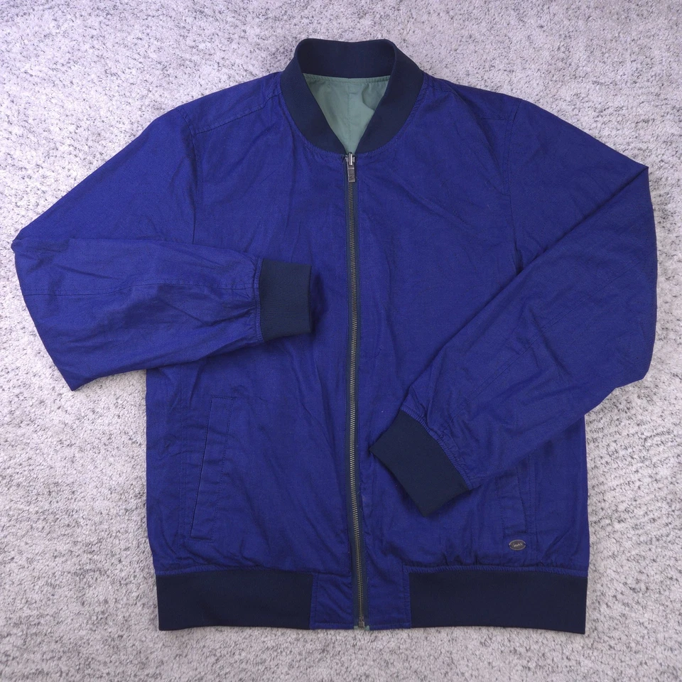 Chaqueta Scotch Soda Para Hombre Grande Bombardero Cortavientos Reversible Verde Azul Cremallera Completa Foto 3 de 4