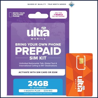 1- Prepaid SIM Card with Unlimited Talk, Text & 24GB High-Speed Data