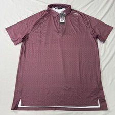 UNRL Polo Mens Large Maroon Purple Geometric Stretch Breathable Performance Golf