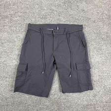 04651/ Cargo Shorts Mens Medium Navy 100 Cotton Drawstring Pockets Side Cargo