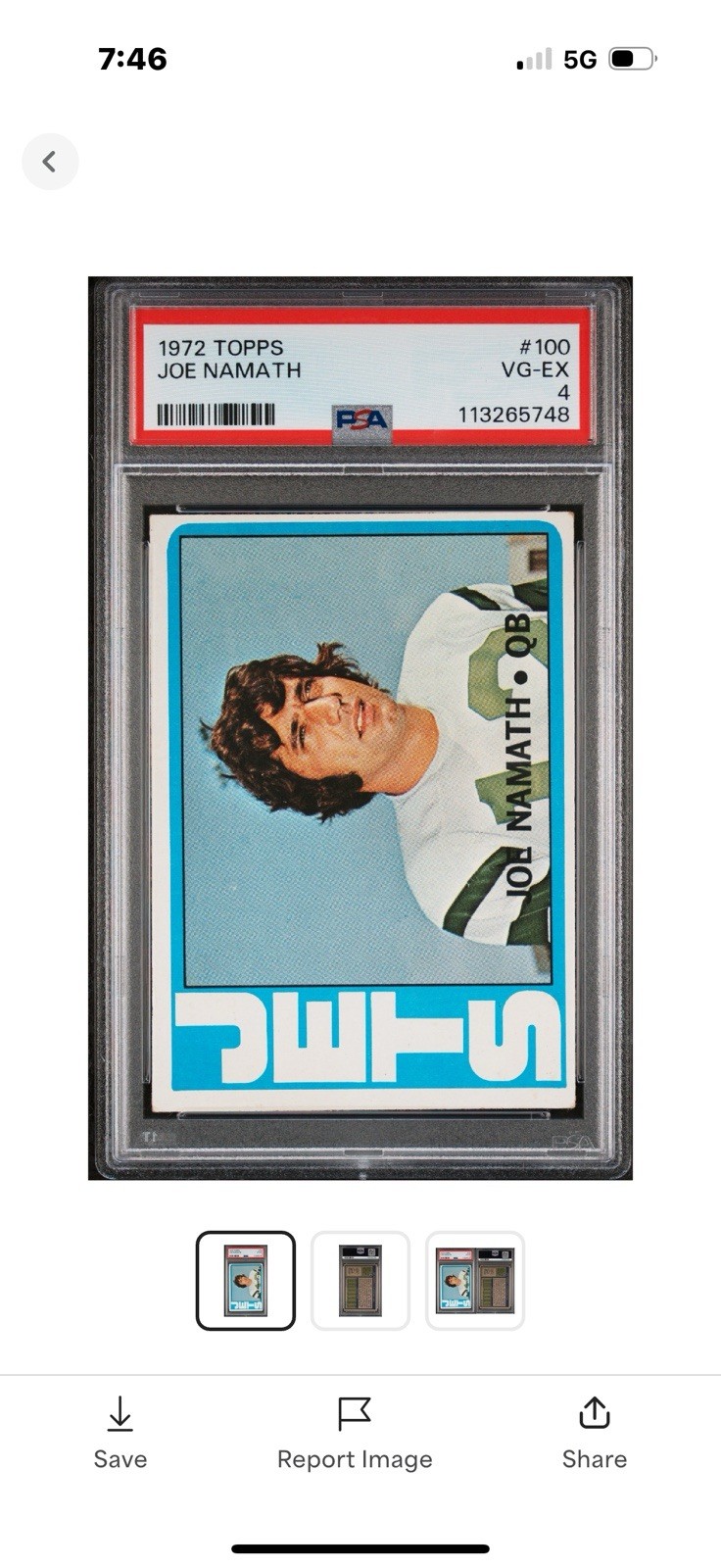1972 Topps - Joe Namath #100 PSA 4