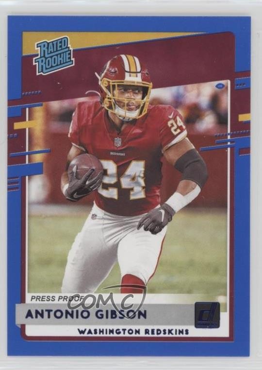 2020 Panini Donruss Rated Press Proof Blue Antonio Gibson #335 Rookie RC 1em1