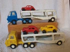 2 Vintage 1970s Mini TONKA Car Carrier Set 55010 w/ 3 Original VW Beetle Cars