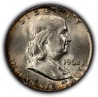 1962-D 50c Franklin Silver Half Dollar - Rainbow Rim Toning - SKU-H3762
