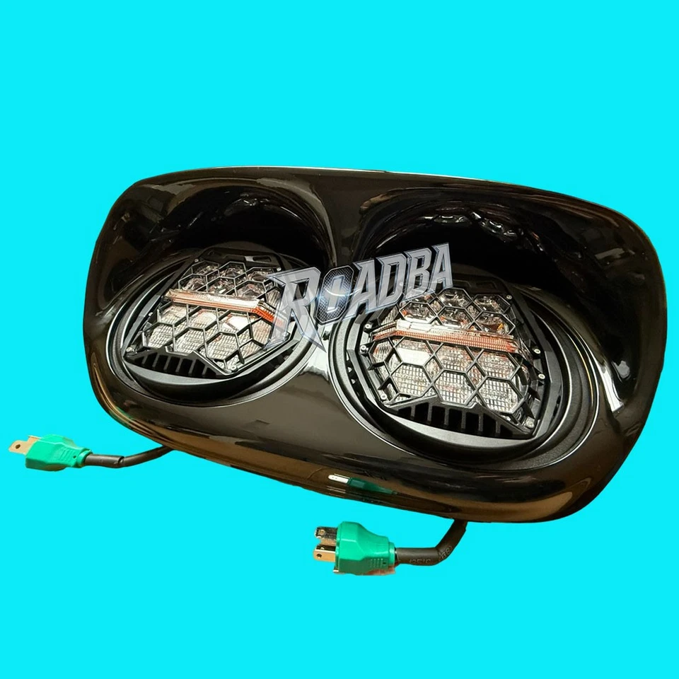 Dual LED Projection Headlight DRL Hi/Low Beam For Road Glide 1998-2013 Plug&Play - Image 3 of 4