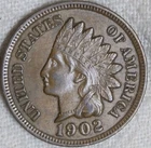 1902 Indian Cent AU/AU+ 4 Full Diamonds.  True Auction.
