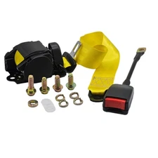 1Car Seat Belt Yellow 3 Point Safety Travel Adjustable Retractable Auto Fit Jeep