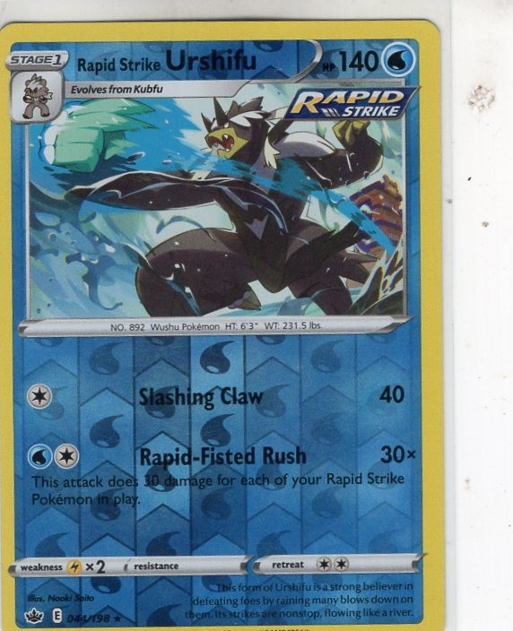 💎Rapid Strike Urshifu - 044/198 - Holo Rare Pokemon Chilling Reign 44/198 NM