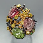 Color A+ 11 ct+ Natural Tourmaline Ring 925 Sterling Silver Size 8 /R480833