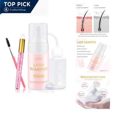 Lash Shampoo Kit 100ml Foam Eyelash Extension Cleanser Oil-Free Lash Brush & ...