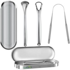 Tongue Scraper for Adults - 3 Pcs Metal Cleaner with Silver