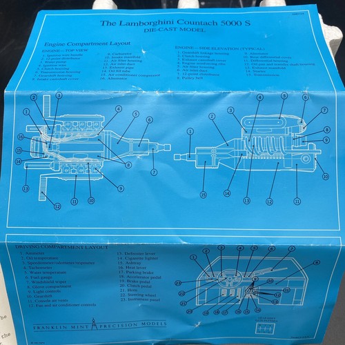 Franklin Mint 1985 Red Lamborghini Countach 5000 1/24 Diecast 1991 w/ Box Rare - Picture 11 of 11