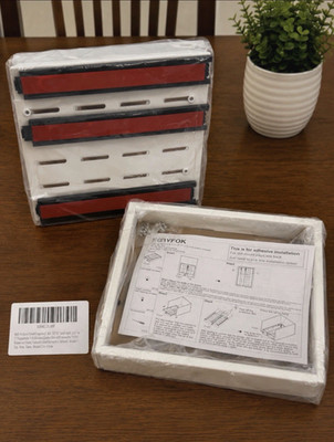 2-Pack Adhesive Mounted metal Drawer Insert Rack, 2-Compartment, White/Red