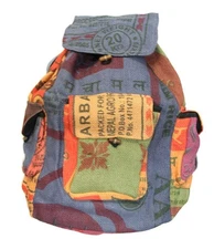 Recycled Jute Rice Bag Backpack Handmade Nepal Eco Friendly DharmObjects