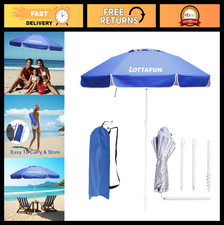 6ft Beach Umbrella - Heavy Duty UV 50 Sun Shade, Wind Resistant, Portable with