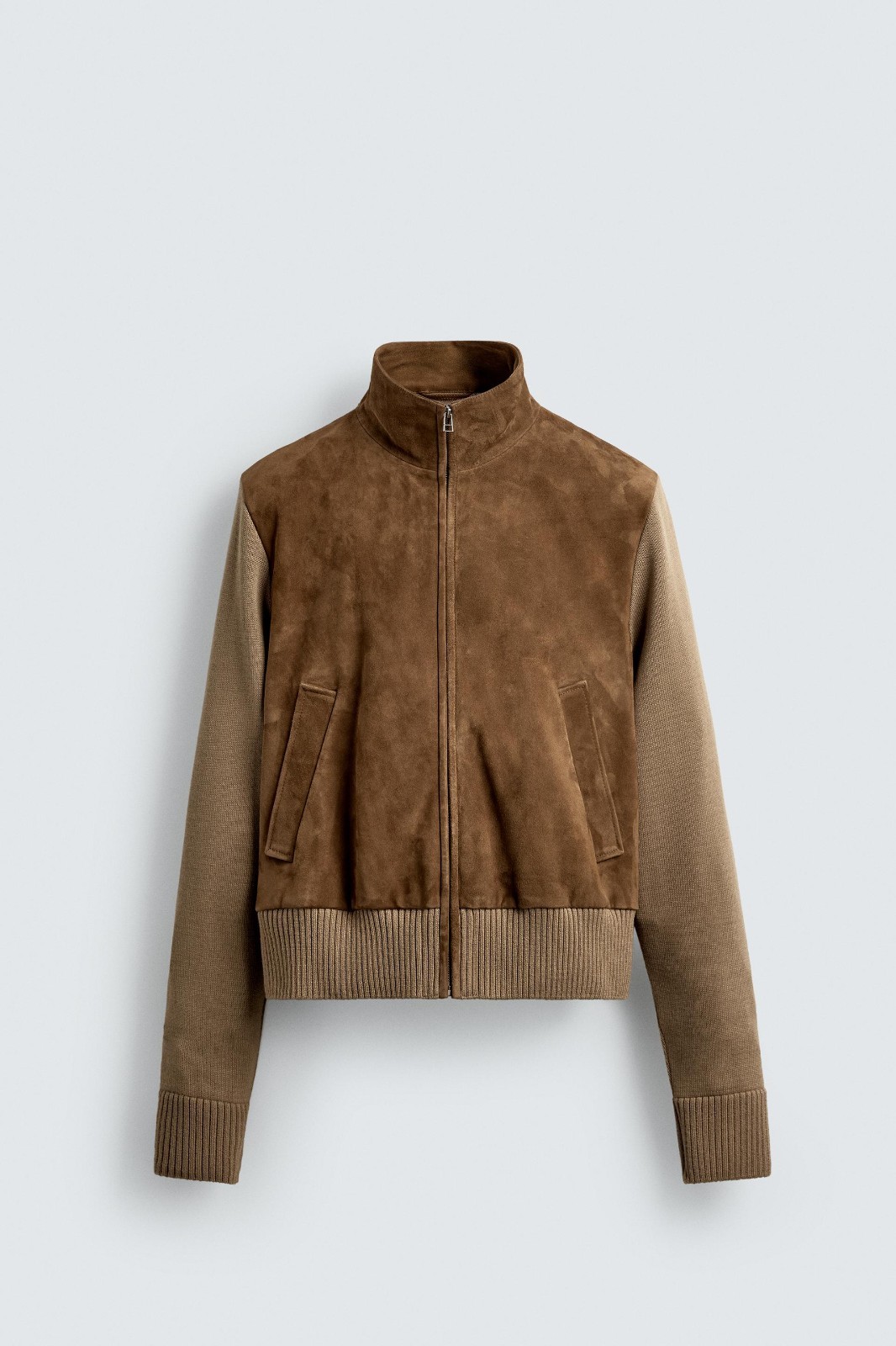 New Zara Men Leather / Fabric Combination Jacket S 2521/303 Camel overshirt