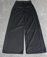Nasty Gal Pants Womens 14 Black Ms Rib Wide Leg Trousers Elastic High Waist