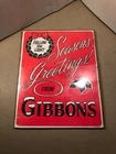 vintage Gibbons  beer sign, card stock  Season's greetings, Wilkes Barre, PA