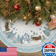 Avoin Colorlife Snowflake Snowman Cardinal Christmas Tree Skirt 48 Inch Winter