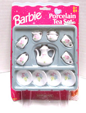 NEW vintage Barbie Porcelain Tea Set 1998 Doll Size Tootsie Toy