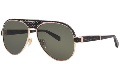 Zilli ZI65047 C02 Sunglasses Men's Shiny Platinum/Black/Green Lenses Pilot 60mm