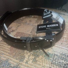 Steve Madden Reversable Leather Belt Youth Boys Small 26/28 New Black MSRP 40
