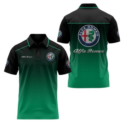 New Alfaa Romeo Racing Team Green Black Polo Shirt Men's Size S-5XL