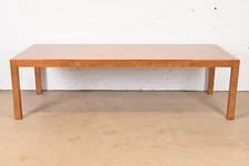 John Widdicomb Mid-Century Modern Burl Wood Parsons Extension Dining Table