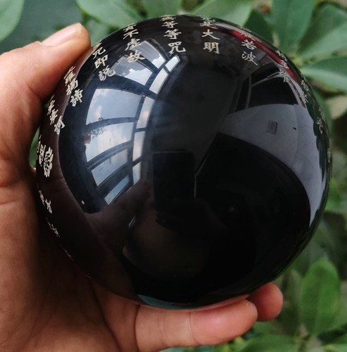 1342g NATURAL OBSIDIANA TALLADA REZA POR BUENA SUERTE BOLA ESFERA CRISTAL CURACIÓN - Imagen 15 de 17