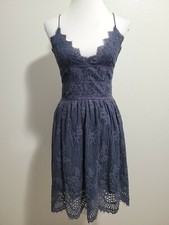 NWT TWO SISTERS Women's Dress A-Line Sleeveless V-Neck Lace Blue Color.Size S