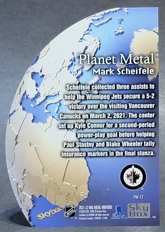 2021-22 Skybox Metal Universe Planet Metal Gold #PM-12 Mark Scheifele - Image 2 of 2