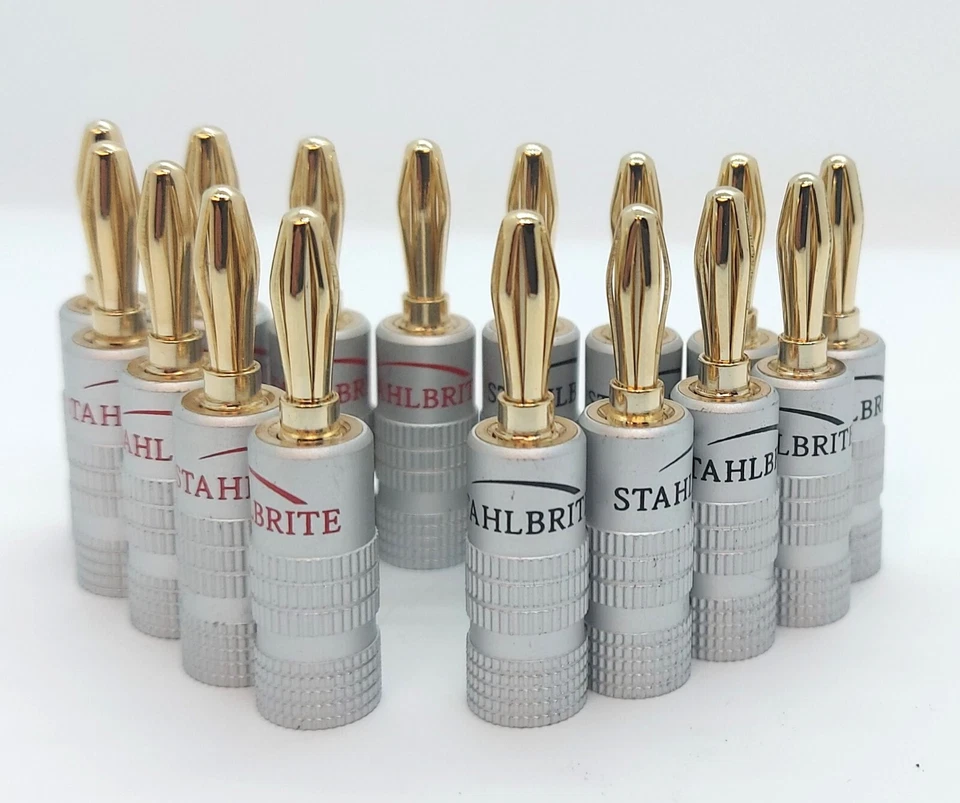 Stahlbrite High Quality Gold Plated Banana Plugs x16 HiFi Audio Speaker Audio - Image 2 of 3
